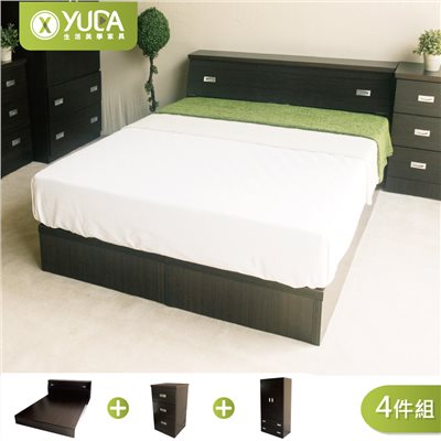 房間組四件組 (床頭箱+床底+床頭櫃+衣櫃)