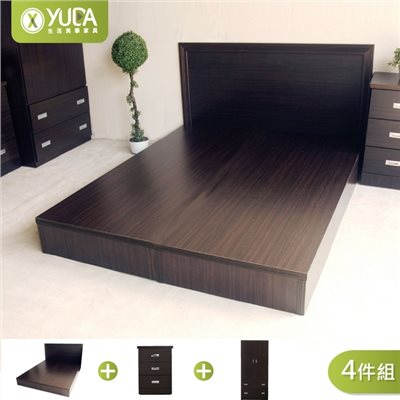 房間組四件組 (床頭片+床底+床頭櫃+衣櫃)