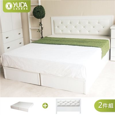 黛曼特純白色 房間組二件組 (床頭片+床底)