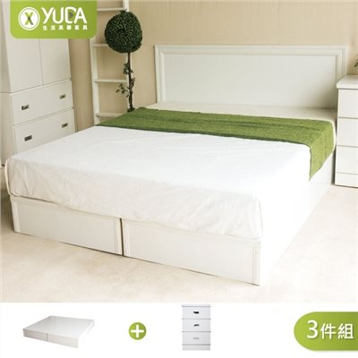 純白色 房間組三件組 (床頭片+加厚六分床底+床頭櫃)