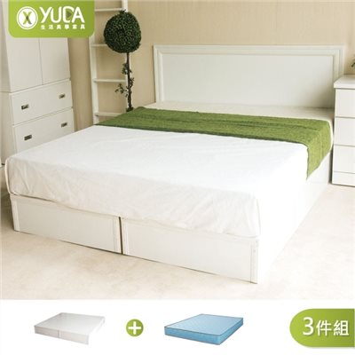 純白色 房間組三件組 (床頭片+加厚六分床底+獨立筒床墊)
